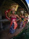 Young Rejang Dancers Circle Pavilion Accompanied by Traditonal Gamelan Ganbang, Indonesia Photographic Print by Adams Gregory