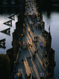 People Crossing Charles Bridge, Prague, Czech Republic Photographic Print by Martin Moos