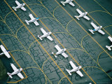 Aerial of Light Aircraft Parked on the Tarmac at Moorabbin Airport, Melbourne, Australia Photographic Print by Rodney Hyett