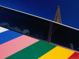 The Eiffel Tower Behind a Colourfully Striped Tourist Bus, Paris, Ile-De-France, France Photographic Print by Izzet Keribar
