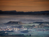 Overhead of Houses and Hills in Mist Filled Valley, Tona, Spain Photographic Print by Mark Daffey