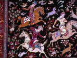 Hunting Scene on Carpet from Ghom, Iran Photographic Print by Glenn Beanland