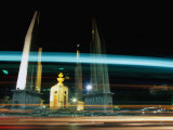 Moving Traffic at Democracy Monument, Bangkok, Thailand Photographic Print by Ryan Fox