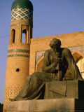 Statue Outside Mohammed Amin Khan Madrassa, Khiva, Khorezm, Uzbekistan Photographic Print by Jane Sweeney