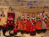 Rajasthani Puppets and Postbox Hanging on Wall at Jaisalmer Fort, Jaisalmer, Rajasthan, India Photographic Print by Dallas Stribley
