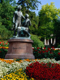 Lanner/ Strauss Monument in Kurpark with Mozart Temple in Background, Baden, Austria Photographic Print by Diana Mayfield
