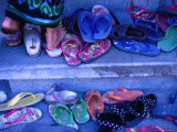 Thongs and Sandals Are Discarded as Local Dancers Practice in the Village of Timbrah, Indonesia Photographic Print by Adams Gregory