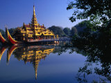 Floating Royal Barge, Karaweik on Lake Kandawgyi, Mandalay, Myanmar (Burma) Photographic Print by Anders Blomqvist