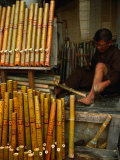 Bamboo Pipe Maker Working in His Shop in Old Quarter, Hanoi, Vietnam Photographic Print by John Elk III