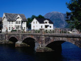 Old Stone Bridge, Pub and Houses, Hellesylt, Norway Photographic Print by Pershouse Craig