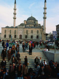 Commuters Outside Yeni Mosque, Eminonu Quarter, Istanbul, Turkey Photographic Print by Jeff Greenberg