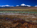 Hot Spring Run off and the Distant Andean Cordillera, San Pedro De Atacama, Chile Photographic Print by Brent Winebrenner