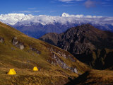 Campsite Below Kauri Pass with Chaukhamba Range in Background, Kuari Pass, Uttar Pradesh, India Photographie par Richard I'Anson