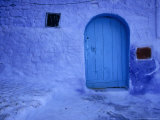 Alleys and Doorways Painted Blue to Repel Insects in the Rif Mountains, Chefchaouen, Morocco Photographic Print by Mark Daffey
