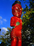 Maori Statue Near Museum of Art and History, Rotorua, Bay of Plenty, New Zealand Photographic Print by Krzysztof Dydynski