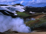 Steam Rising from Storihiver Hot Springs, Fjallabak Nature Reserve, Sudurland, Iceland Photographie par Grant Dixon