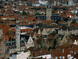 Poortersloge/Burghers' Lodge on Left and St. Gilliskerek Church in Distance, Bruges, Belgium Photographic Print by Martin Moos