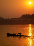 Sunset Over Thanlwin River Ferry at Pa-An, Hpa-An, Kayin State, Myanmar (Burma) Photographic Print by Bernard Napthine