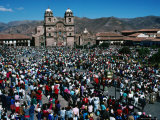 Crowds of People in Plaza De Armas, During Coprus Christi Procession, Cuzco, Peru Fotografie-Druck von Richard I'Anson