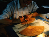 Sandalwood Fan Making, Suzhou, Jiangsu, China Photographic Print by Diana Mayfield