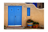 Blue Door And Adobe Wall, Taos, NM Photographie par George Oze