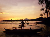 Sunset and Fisherman on Manado, Indonesia, 1990s Photographic Print
