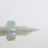 Building, Dock and Boat, Nova Scotia, Canada Photographic Print