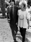 John Travolta and Olivia Newton John from the Film Grease Walk Through Park Holding Hands, 1978 Photographic Print