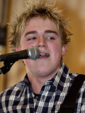 New Boy Band McFly Performing at the Launch of Live and Loud in Glasgow Today Lámina fotográfica