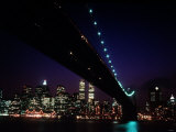 Brooklyn Bridge and Skyline of New York City at Night Photographic Print