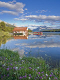 Boathouse and Maligne Lake, Jasper National Park, Alberta, Rockies, Canada Photographic Print by Michele Falzone