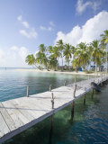 Panama, Comarca de Kuna Yala, San Blas Islands, Kuanidup Grande, Pier and Tropical Island Photographic Print by Jane Sweeney