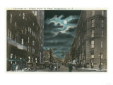 Binghamton, New York - Northern View of Chenango Street at Night Posters