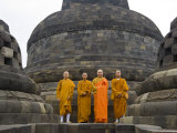 Buddhist Monks, Borobudur, Java, Indonesia Photographie par Peter Adams