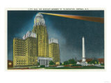 Buffalo, New York - Illuminated City Hall View, McKinley Monument at Night Posters