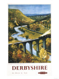 Derbyshire, England - Monsal Dale, Train and Viaduct British Rail Poster Prints