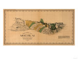 Hawaii - Panoramic Molokai Island Map Posters