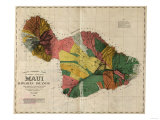 Hawaii - Panoramic Maui Island Map Posters Hawaii - Panoramic Maui Island Map Posters
