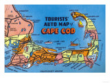 Cape Cod, Massachusetts - Detailed Auto Map of Cape Cod Posters Cape Cod, Massachusetts - Detailed Auto Map of Cape Cod Posters
