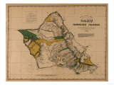 Hawaii - Panoramic Oahu Island Map Posters Hawaii - Panoramic Oahu Island Map Posters