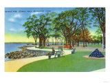 Bridgeport, Connecticut - Seaside Park View of the Seawall Walk Prints