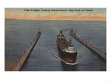 Duluth, MN - View of Freighter Entering Ship Canal Art