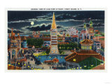 Coney Island, New York - General View of Luna Park at Night Posters