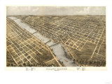 Grand Rapids, Michigan - Panoramic Map Art