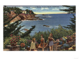 Laguna Beach, California - Girls Enjoying a Vista of Laguna Shores Prints