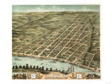Clarksville, Tennessee - Panoramic Map Art