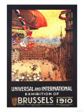 Brussels, Belgium - Lebaudy Airship with World Flags at Expo Posters
