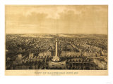 Baltimore, Maryland - Panoramic Map Pósters Baltimore, Maryland - Panoramic Map Pósters