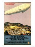 Baden-Baden, Germany - Luftschiff Zeppelin Airship over Town Poster Posters Baden-Baden, Germany - Luftschiff Zeppelin Airship over Town Poster Posters