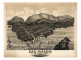 Bar Harbor, Maine - Panoramic Map Posters Bar Harbor, Maine - Panoramic Map Posters